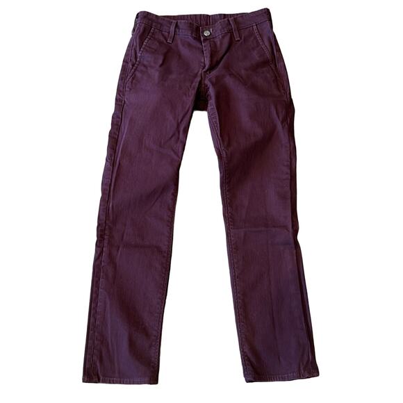 Levi's Women's Reflected Selvedge Straight Leg Twill Pants Maroon Size 30 - Picture 1 of 6